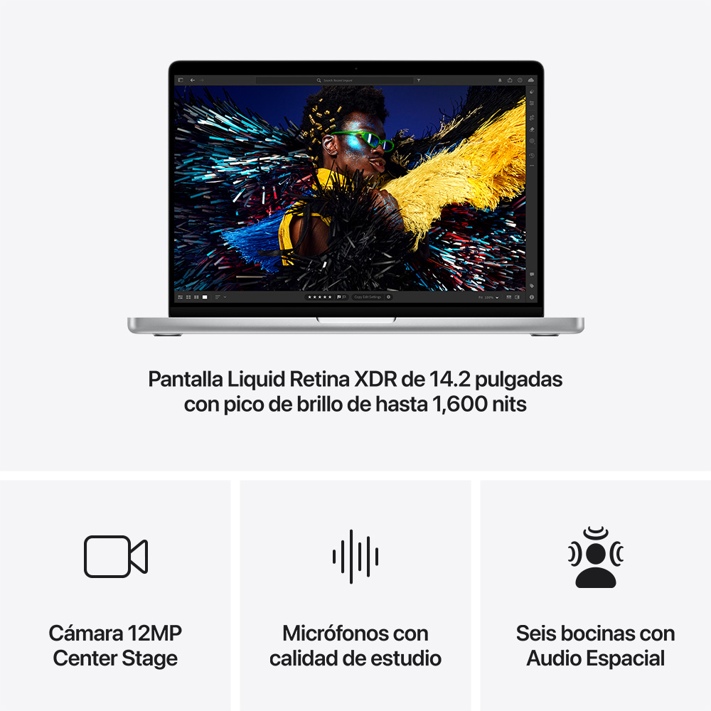 macbook pro 14 plata chip m4 pro 20 gpu 24gb 1tb ssd español