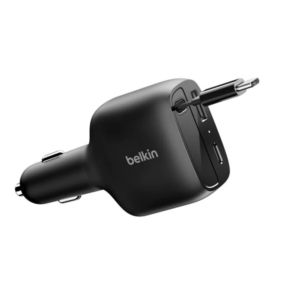 Comprar cargador de auto belkin cc001fqbk usb c retractil 75w negro | MacStore Online