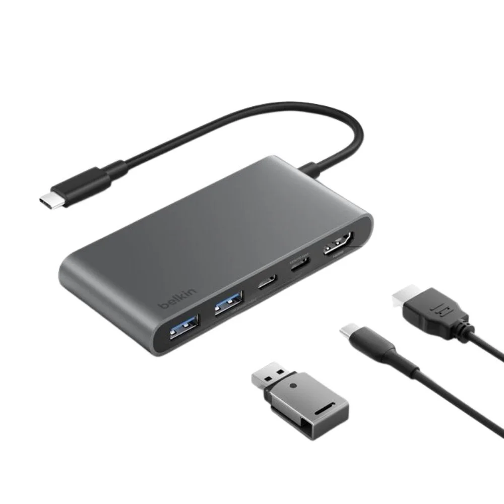 Comprar adaptador belkin avc022fqsgy 5 en 1 doble puerto usb c gris | MacStore Online