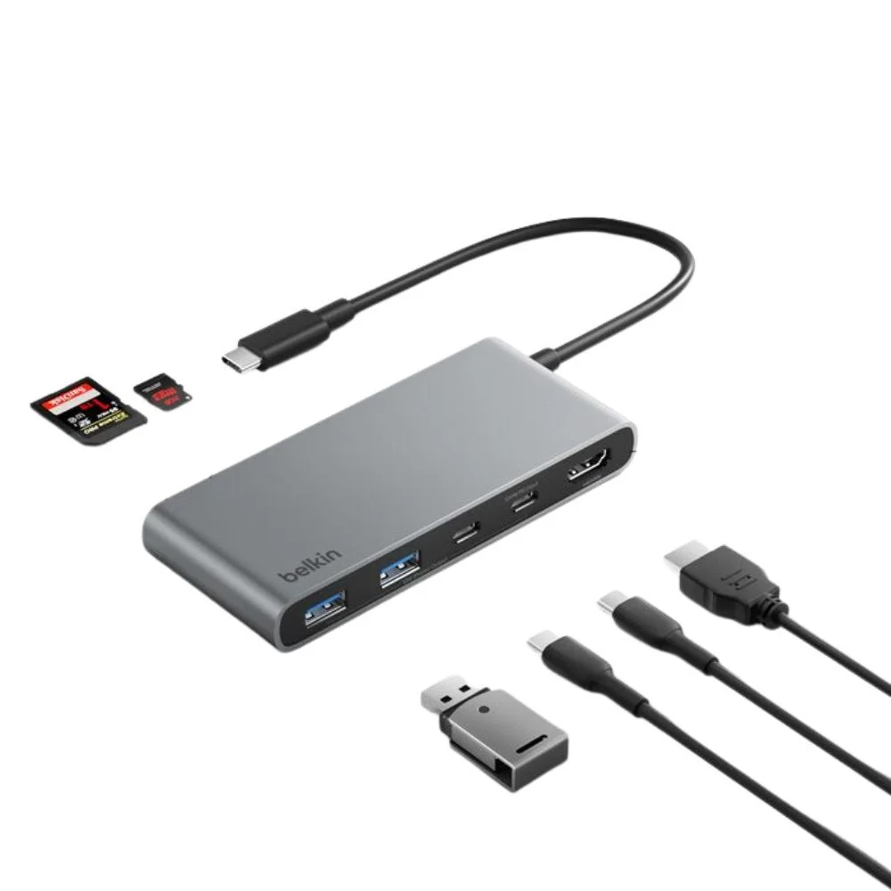 Comprar adaptador belkin avc023fqsgy 7 en 1 doble puerto usb c gris | MacStore Online