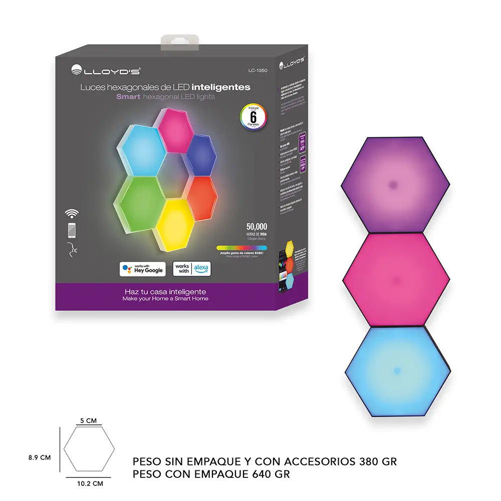luces led hexagonales lloyds wifi blanco | MacStore Online
