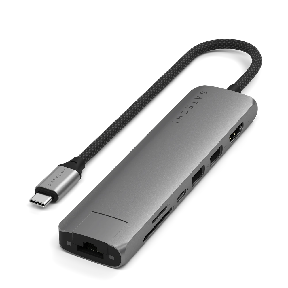 Comprar adaptador satechi 7 en 1 usb c a ethernet usb sd hdmi gris | MacStore Online