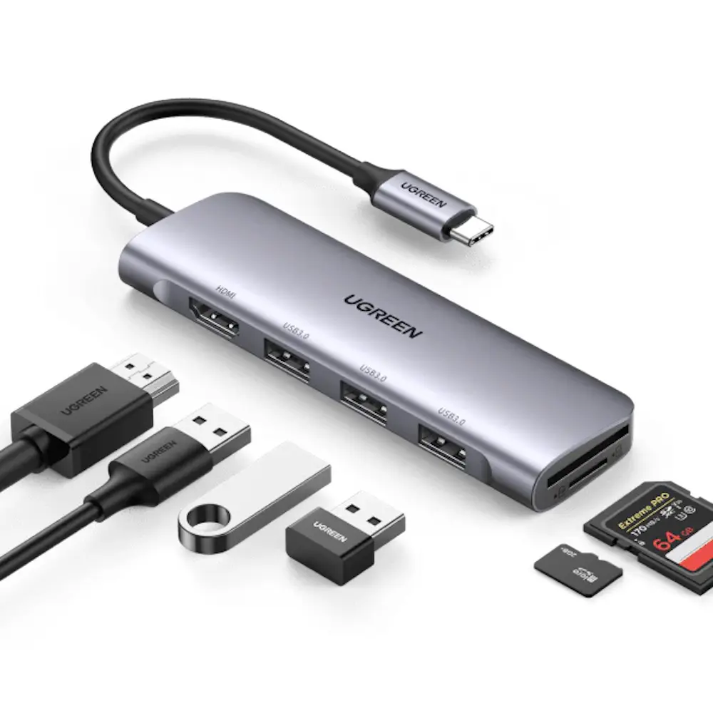 Comprar adaptador ugreen 20956a 6 a 1 usb c a hdmi 3usb 3 0 sd tf | MacStore Online