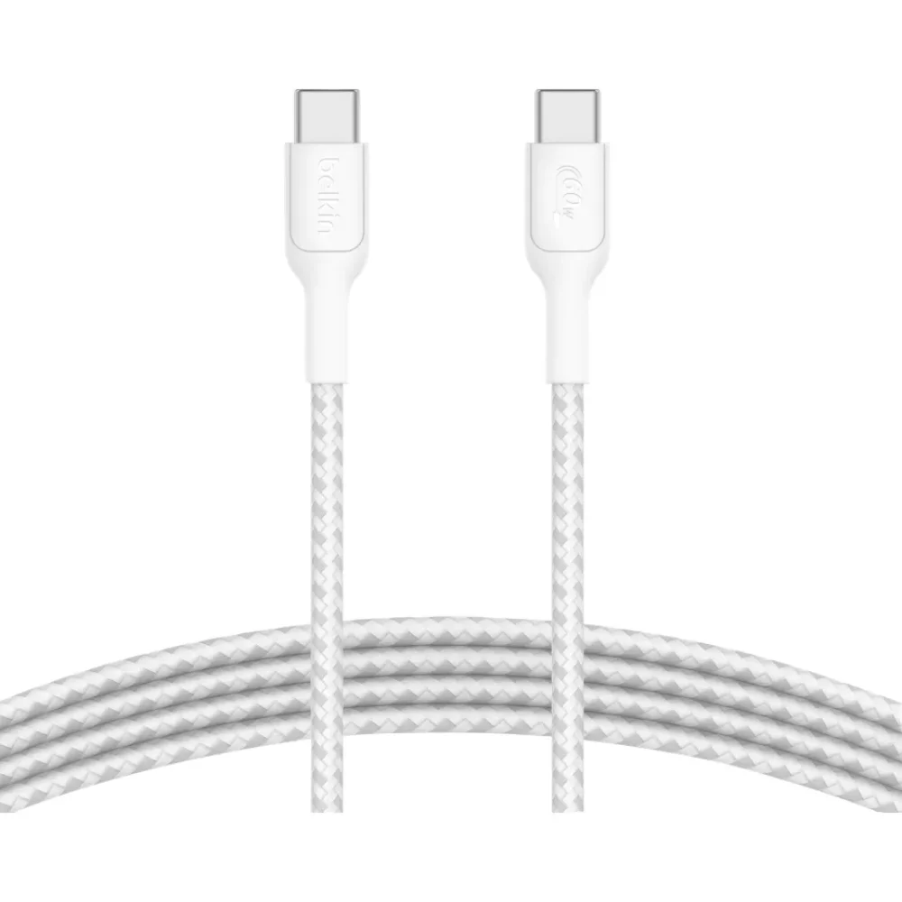 Comprar cable belkin usb c a usb c 60w trenzado 1m blanco | MacStore Online