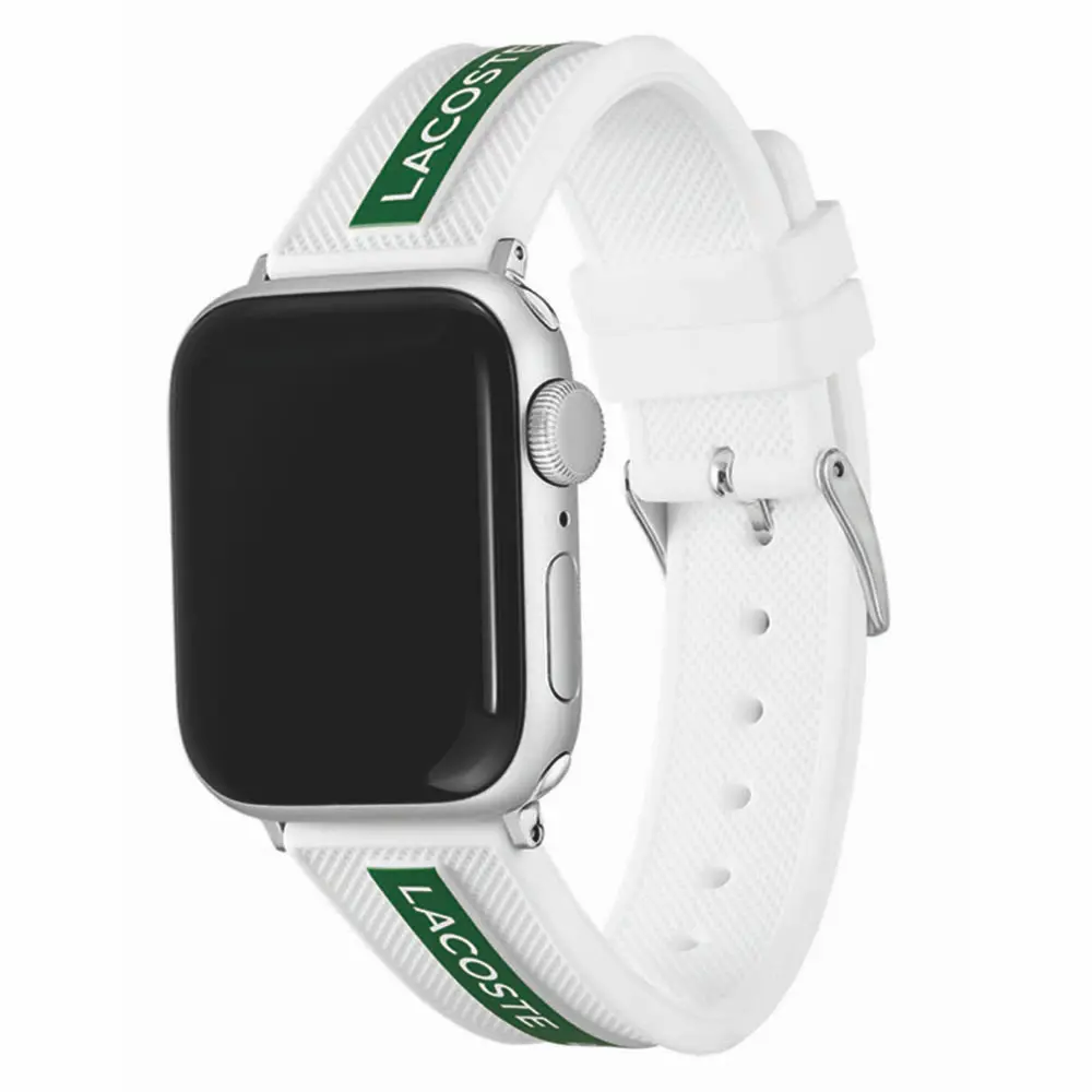 Comprar correa lacoste 2050003 apple watch 42 41 40 mm silicon blanco | MacStore Online