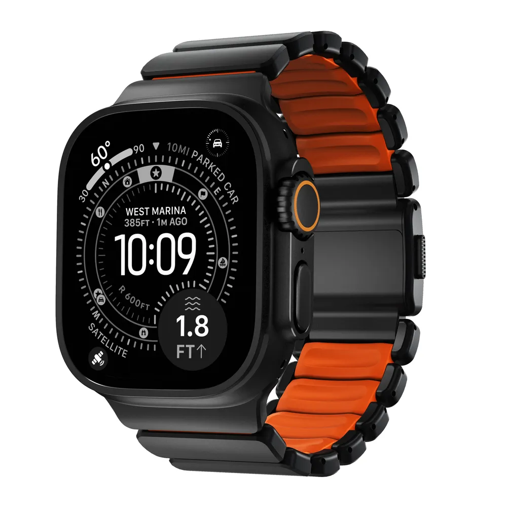 Comprar correa nomad stratos apple watch 49 46 45mm titanium negro naranja | MacStore Online