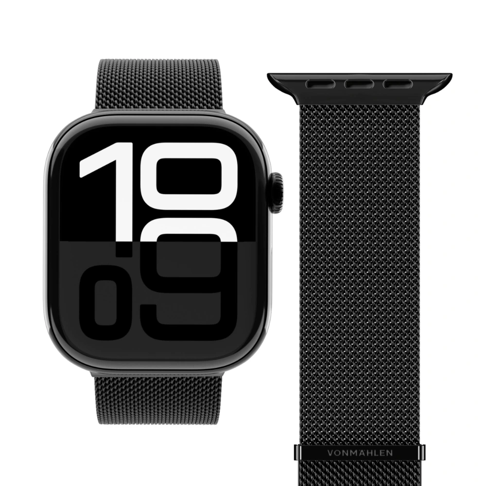 Comprar correa vonmahlen acero apple watch 49 46 45 mm milanes negro | MacStore Online