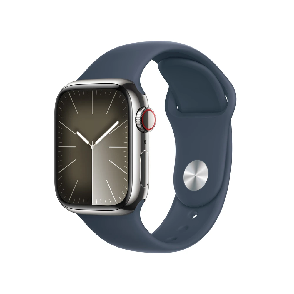 Comprar apple watch s9 plata azul tormenta acero inox 41 mm gps cellular s m | MacStore Online